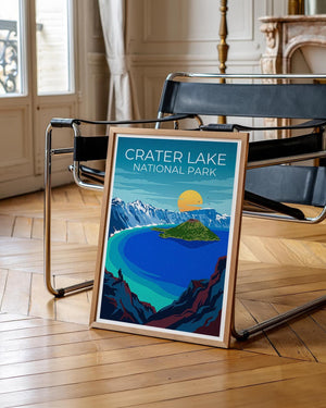 Crater Lake Poster – National Park Wizard Island Art