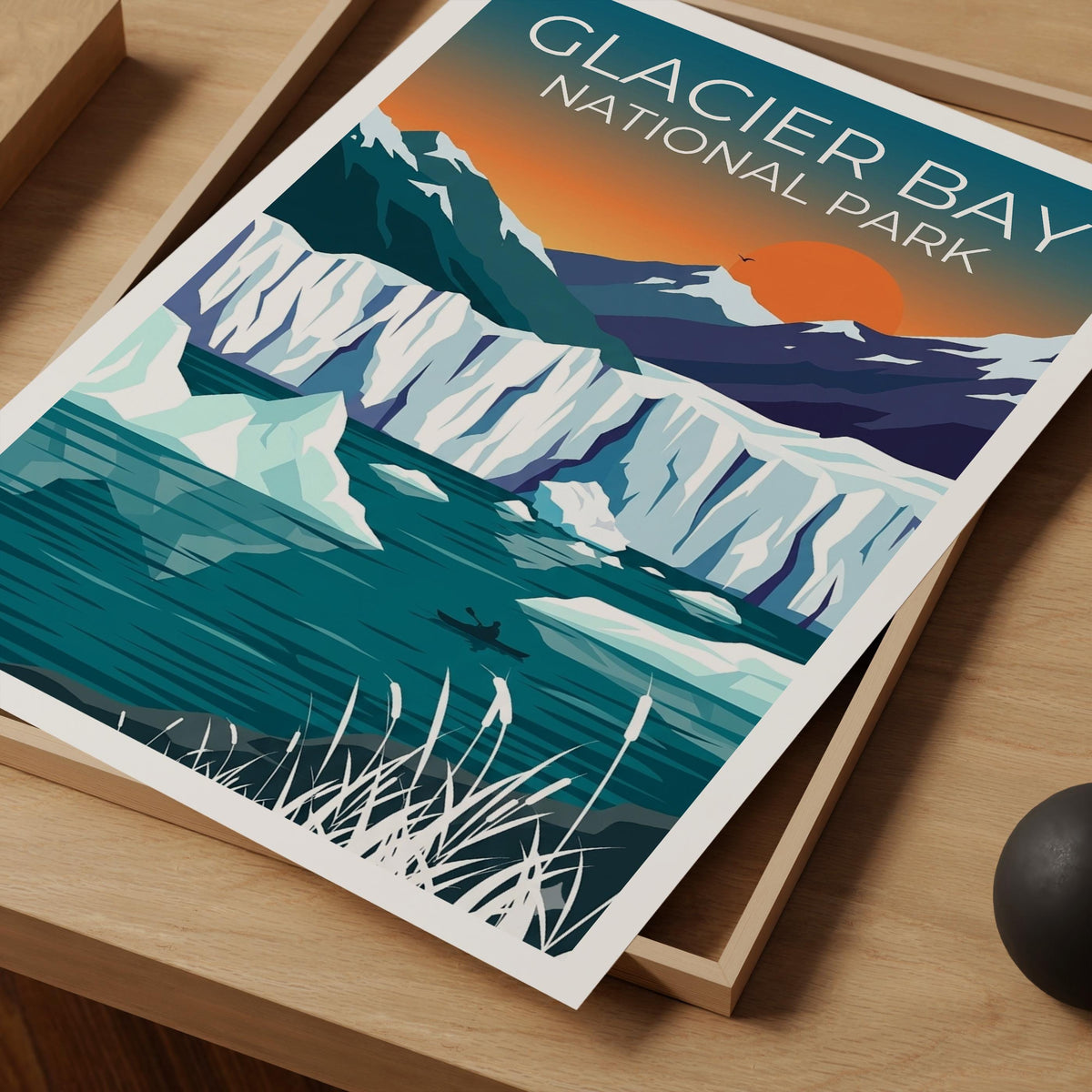 Glacier Bay National Park Poster — Kayaker & Iceberg Print