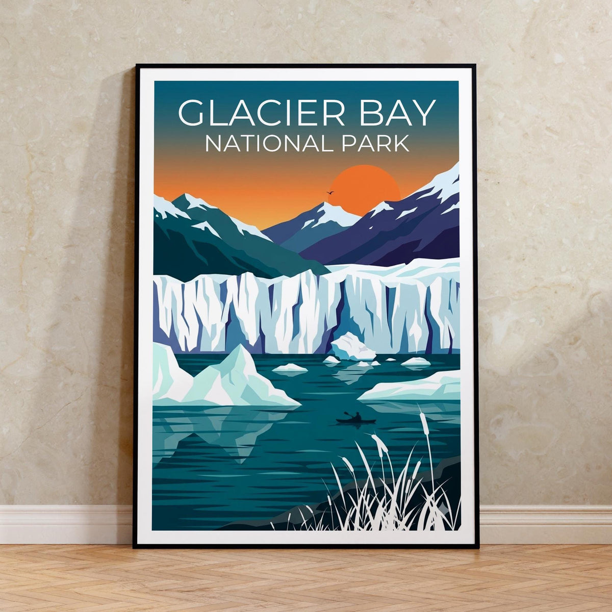 Glacier Bay National Park Poster — Kayaker & Iceberg Print