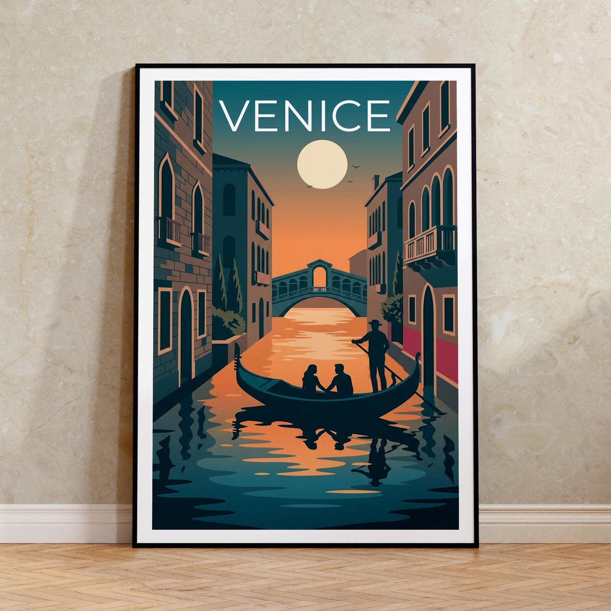 Venice Italy Poster — Sunset Gondola Ride Art Print
