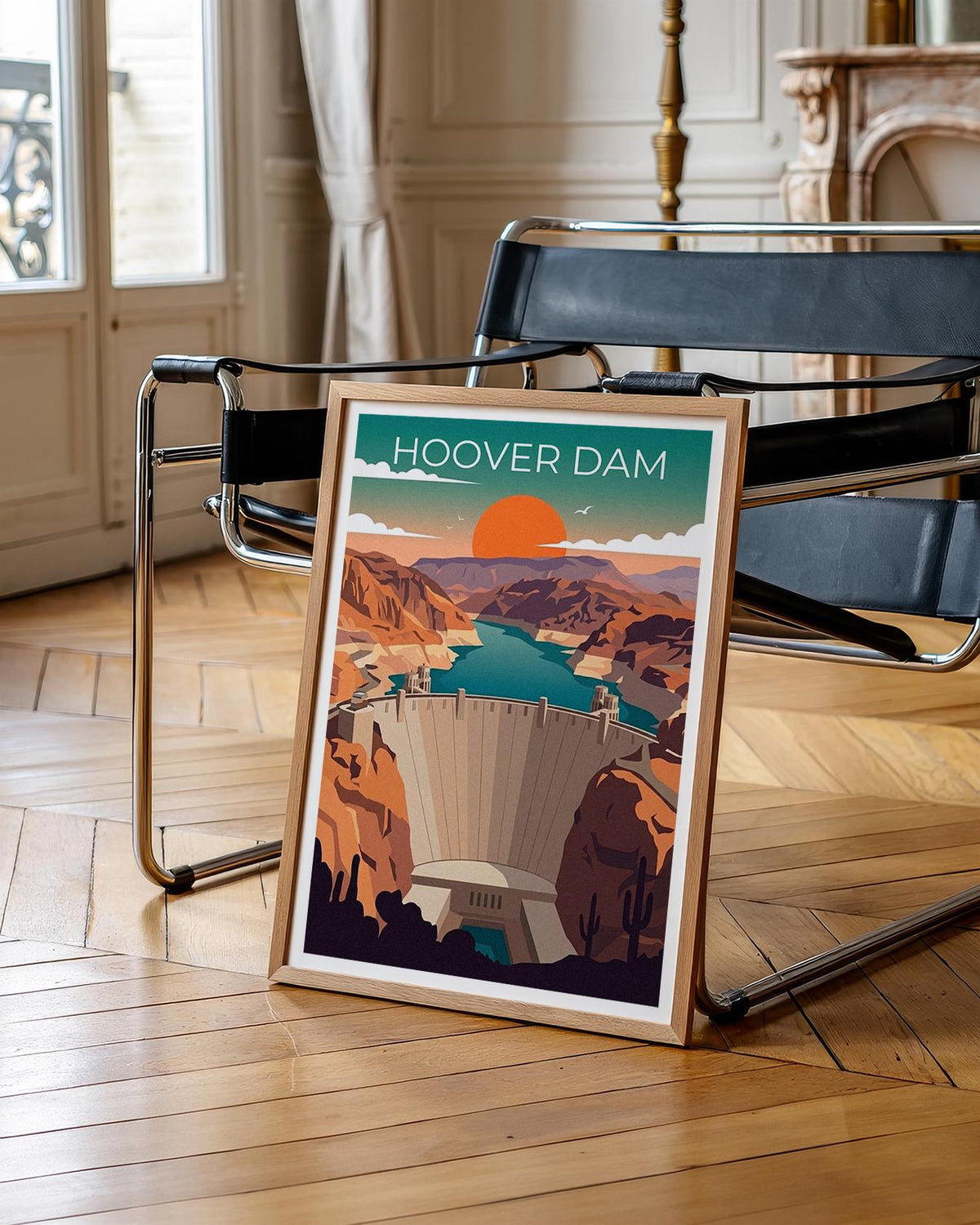 Hoover Dam Poster, Desert Canyon Sunset Over the Dam