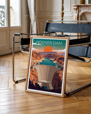 Hoover Dam Poster, Desert Canyon Sunset Over the Dam
