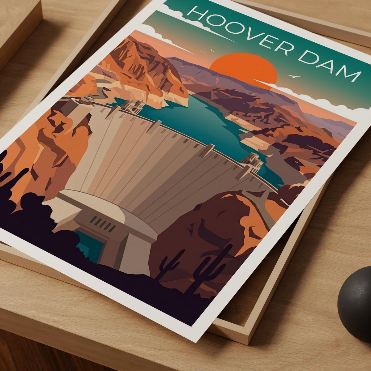 Hoover Dam Poster, Desert Canyon Sunset Over the Dam