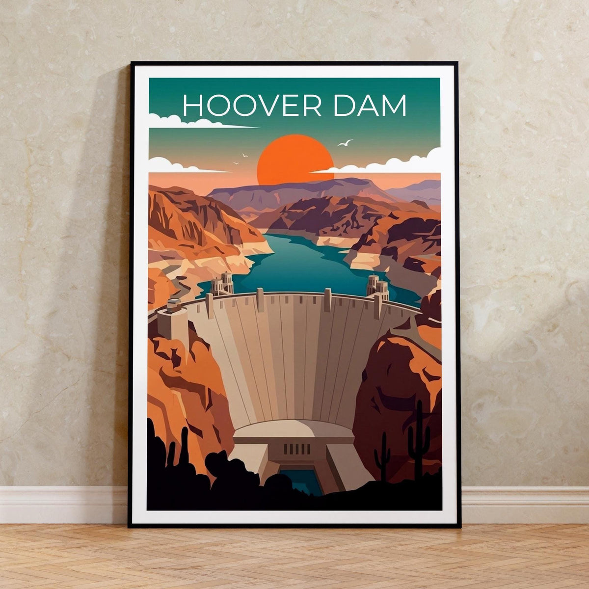 Hoover Dam Poster, Desert Canyon Sunset Over the Dam