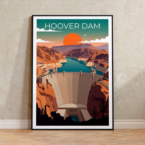 Hoover Dam Poster, Desert Canyon Sunset Over the Dam