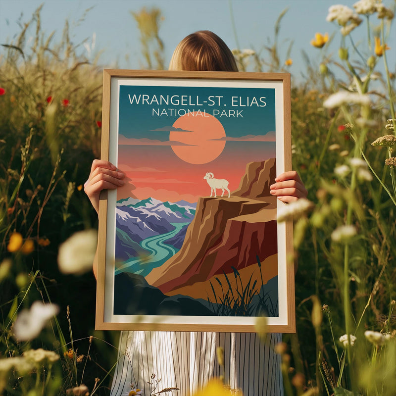 Wrangell-St. Elias Dall Sheep Cliff Sunset Poster