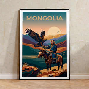 Mongolia Eagle Hunter Poster — Golden Eagle Nomad Art Print