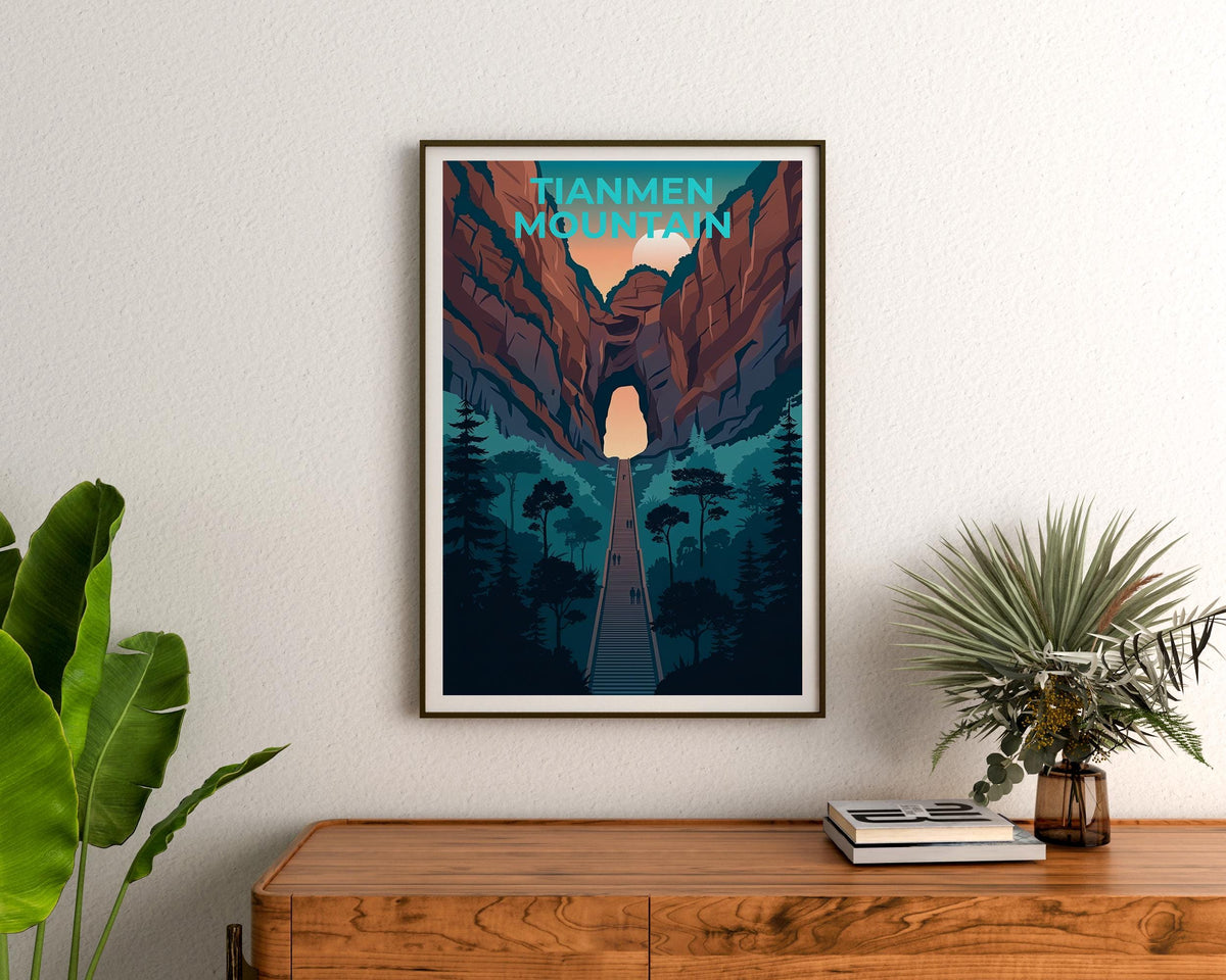 Tianmen Mountain Poster – Heaven's Gate Arch & Canyon Art