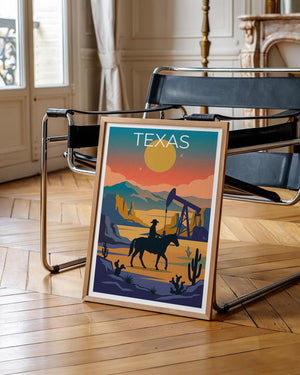 Texas Cowboy Poster – Desert Sunset Western Decor Print