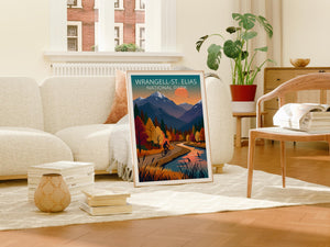 Wrangell St Elias Poster – Fall Foliage Mountain Bike Art
