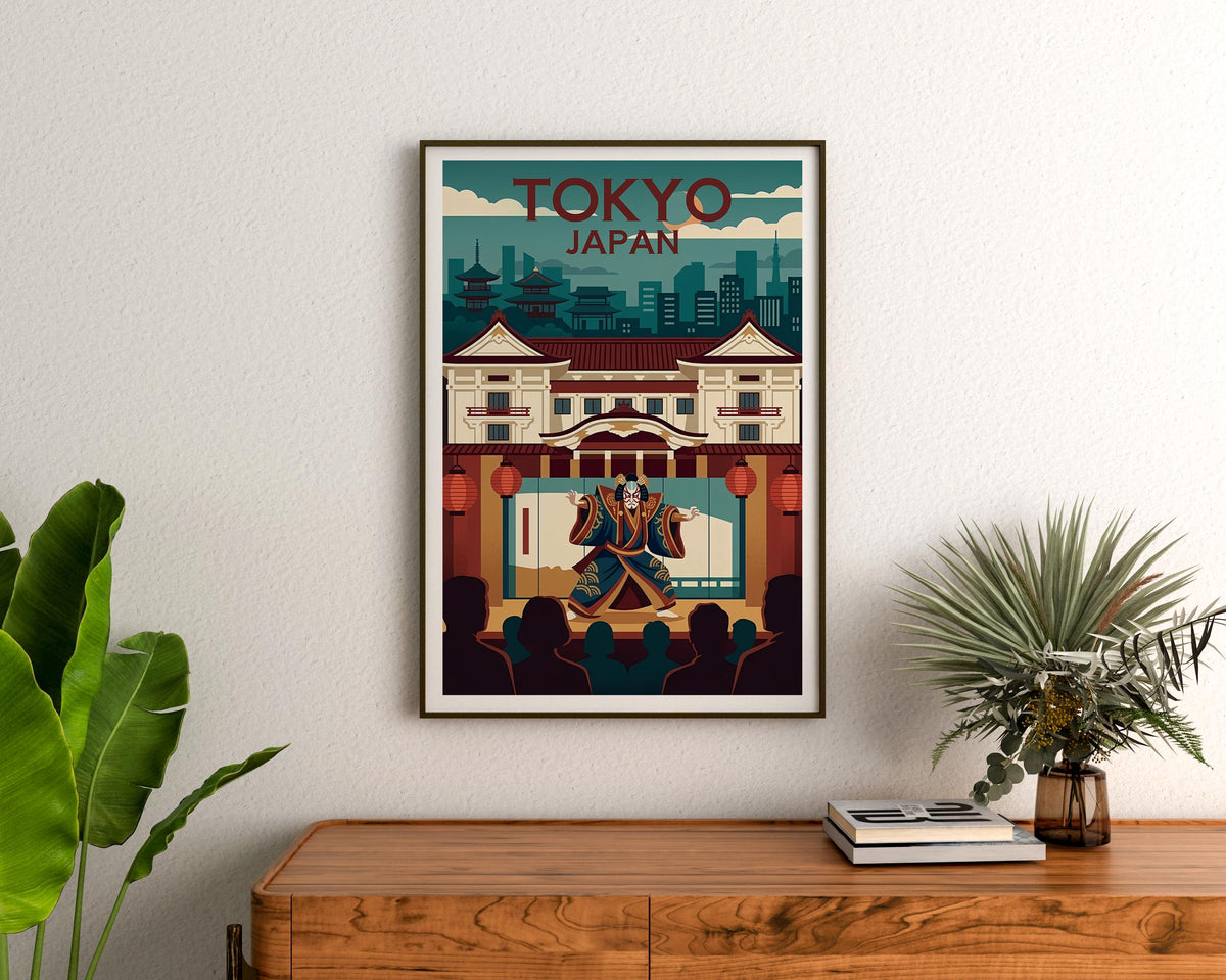 Tokyo Kabuki Print, Japan Theater Scene Poster Decor