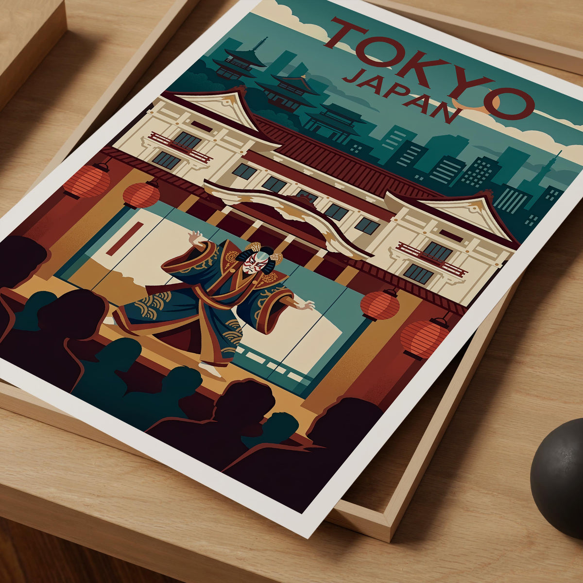 Tokyo Kabuki Print, Japan Theater Scene Poster Decor