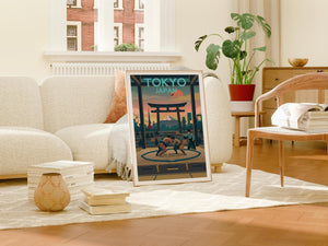 Tokyo Sumo Poster – Mt. Fuji, Torii Gate & Skyline Print