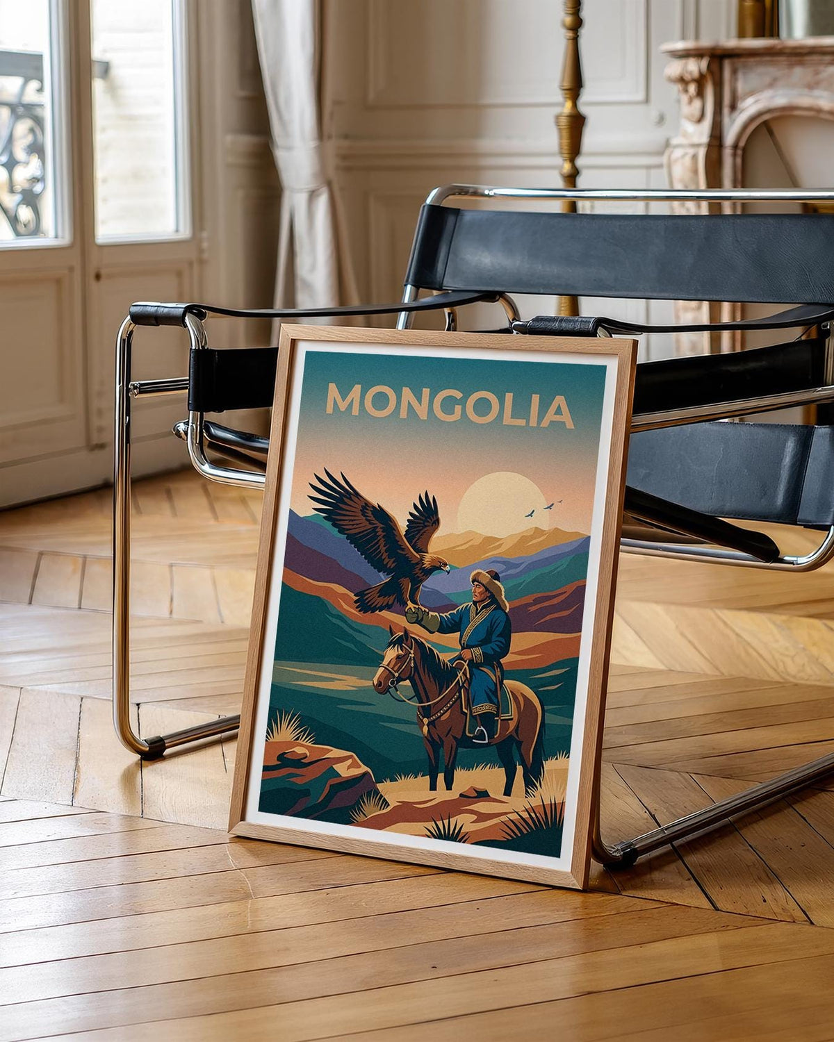 Mongolia Eagle Hunter Poster — Golden Eagle Nomad Art Print