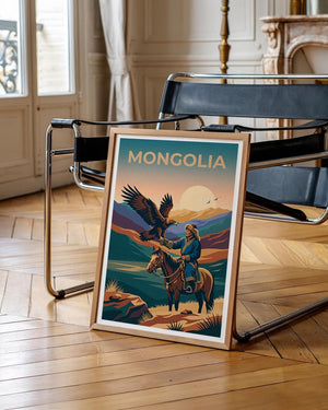 Mongolia Eagle Hunter Poster — Golden Eagle Nomad Art Print