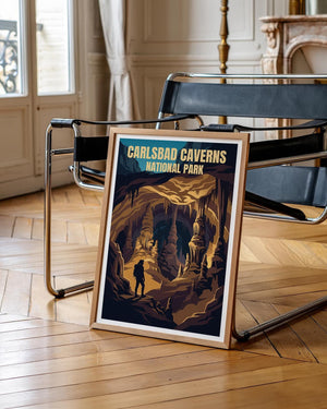 Carlsbad Caverns National Park Poster – Cave Explorer Hiker Print