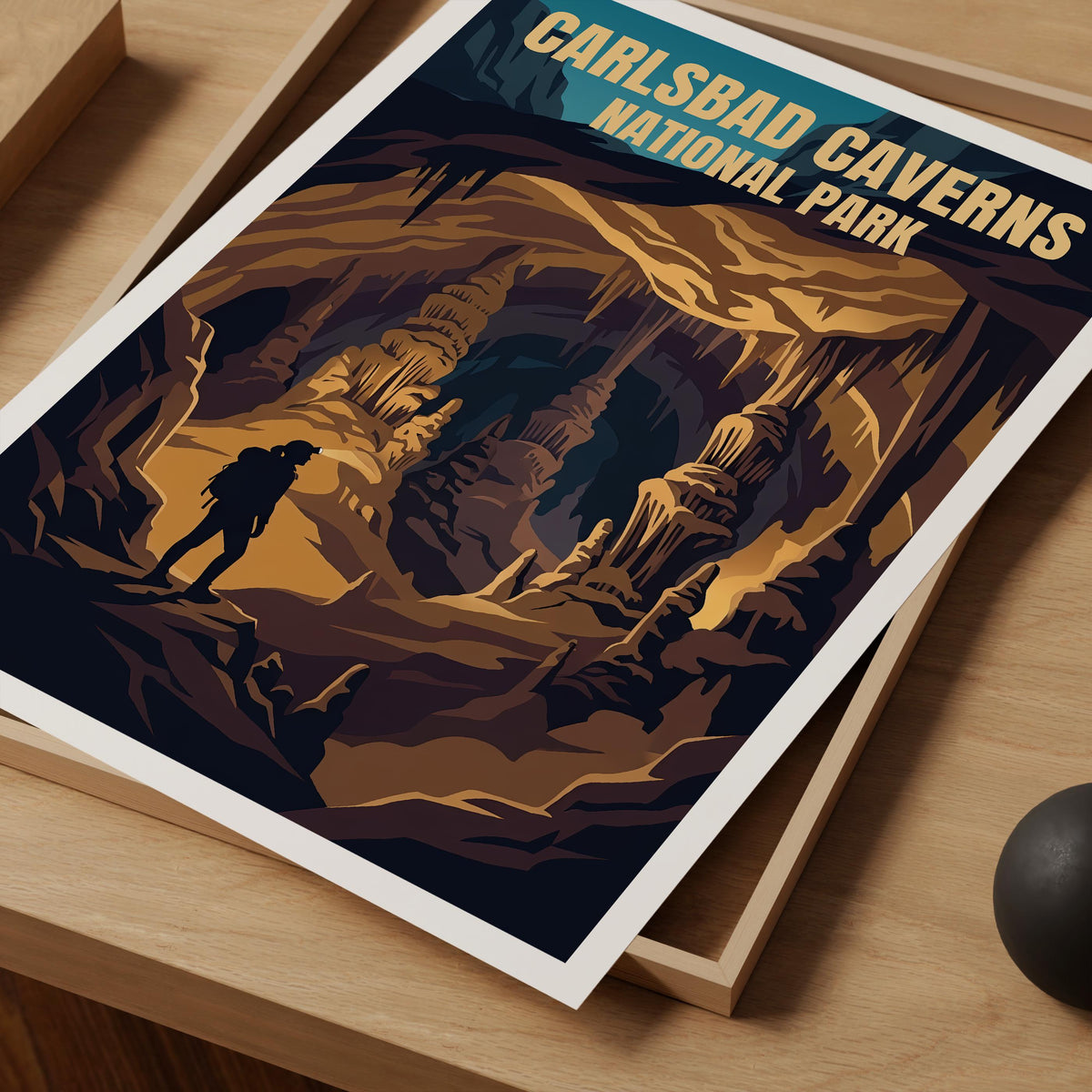 Carlsbad Caverns National Park Poster – Cave Explorer Hiker Print