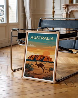Australia Poster – Uluru Ayers Rock Kangaroo Outback Print