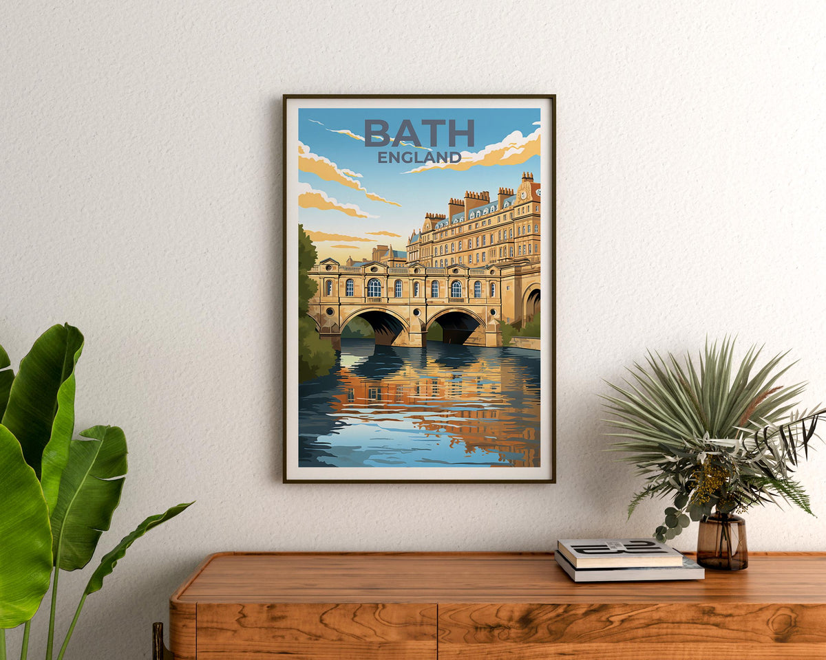 Bath England Poster: Pulteney Bridge River Avon Print