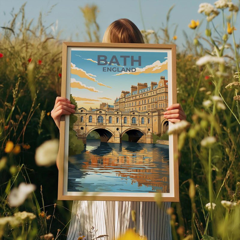 Bath England Poster: Pulteney Bridge River Avon Print