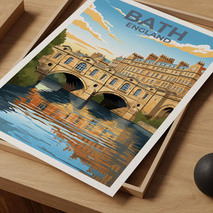 Bath England Poster: Pulteney Bridge River Avon Print