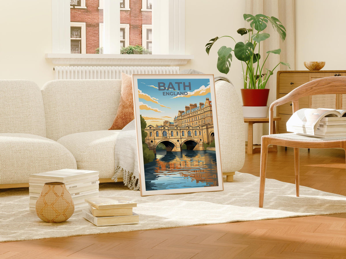 Bath England Poster: Pulteney Bridge River Avon Print