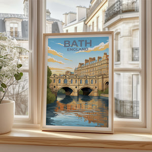Bath England Poster: Pulteney Bridge River Avon Print