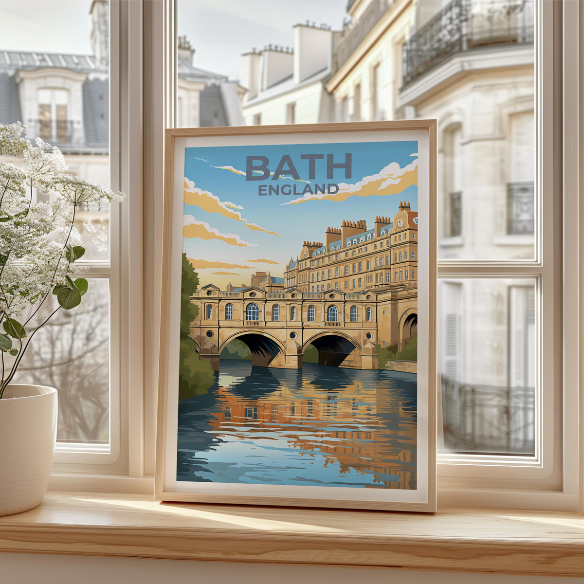 Bath England Poster: Pulteney Bridge River Avon Print