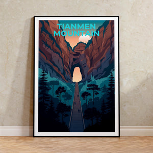 Tianmen Mountain Poster – Heaven's Gate Arch & Canyon Art