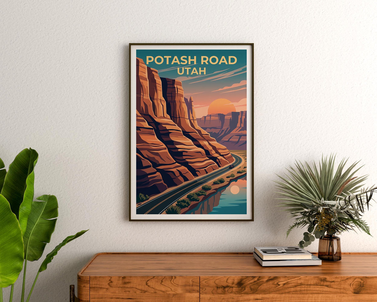 Potash Road Utah Poster – Red Rock Canyon Sunset Drive Print