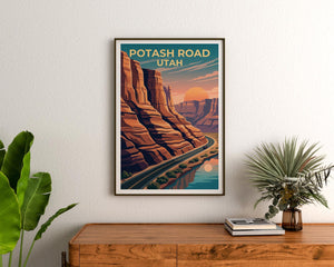 Potash Road Utah Poster – Red Rock Canyon Sunset Drive Print