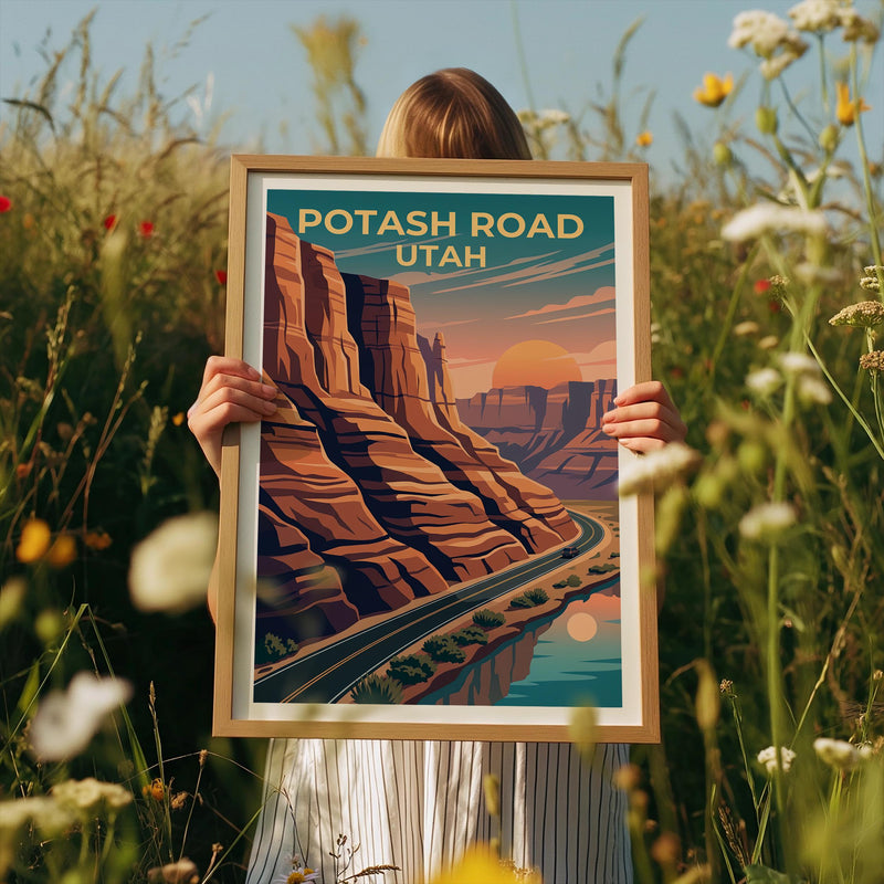 Potash Road Utah Poster – Red Rock Canyon Sunset Drive Print