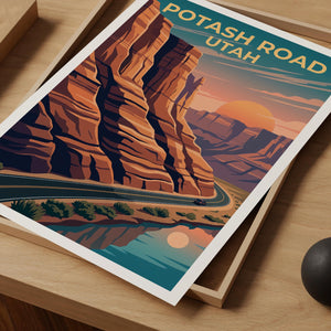 Potash Road Utah Poster – Red Rock Canyon Sunset Drive Print