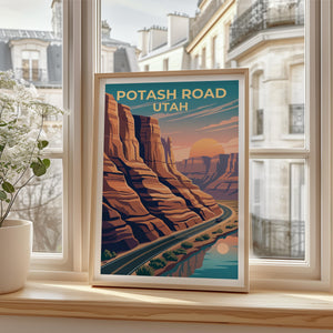 Potash Road Utah Poster – Red Rock Canyon Sunset Drive Print