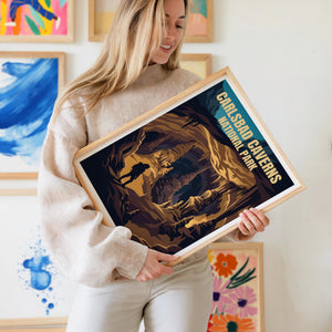 Carlsbad Caverns National Park Poster – Cave Explorer Hiker Print