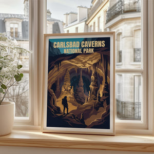 Carlsbad Caverns National Park Poster – Cave Explorer Hiker Print