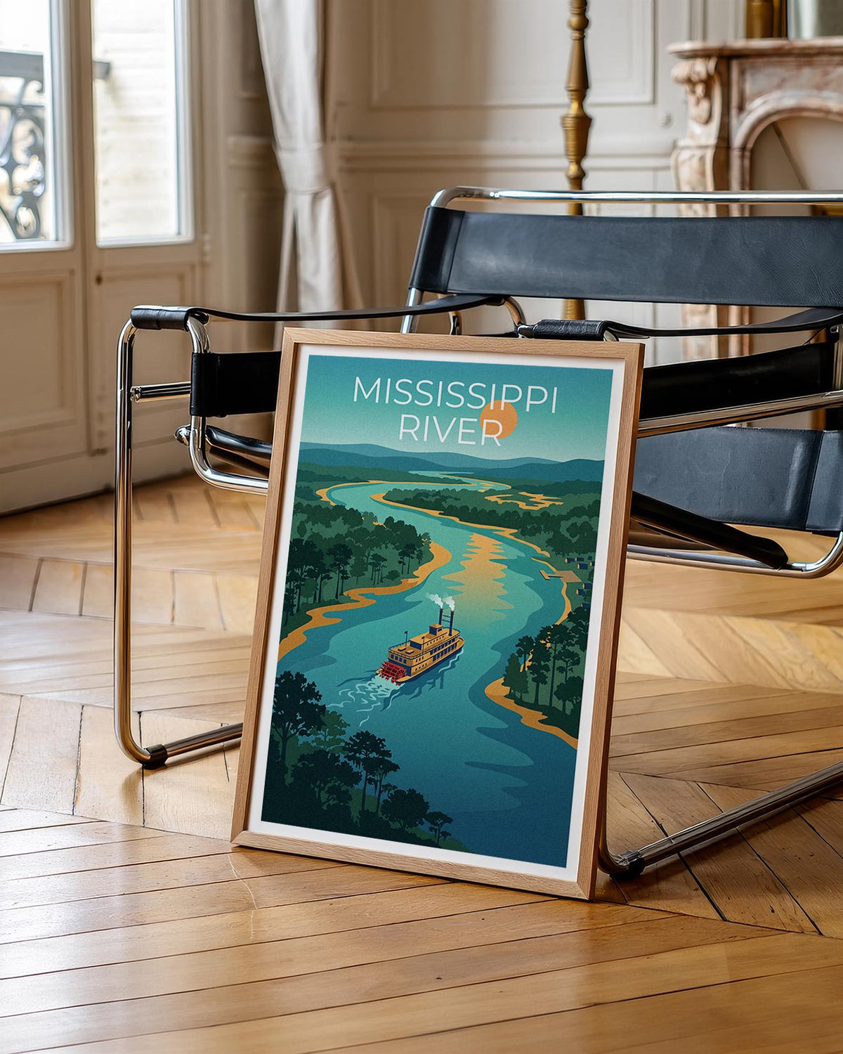 Mississippi River Steamboat Poster – Paddlewheel River Art