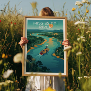 Mississippi River Steamboat Poster – Paddlewheel River Art