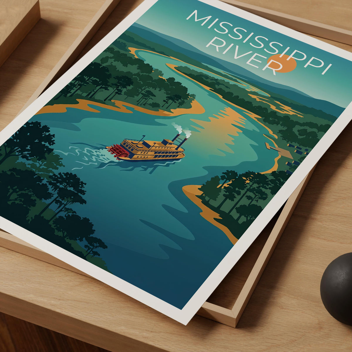 Mississippi River Steamboat Poster – Paddlewheel River Art
