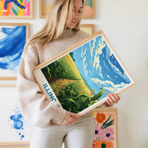 Illinois Cornfield Poster – Golden Rows & Big Sky Print