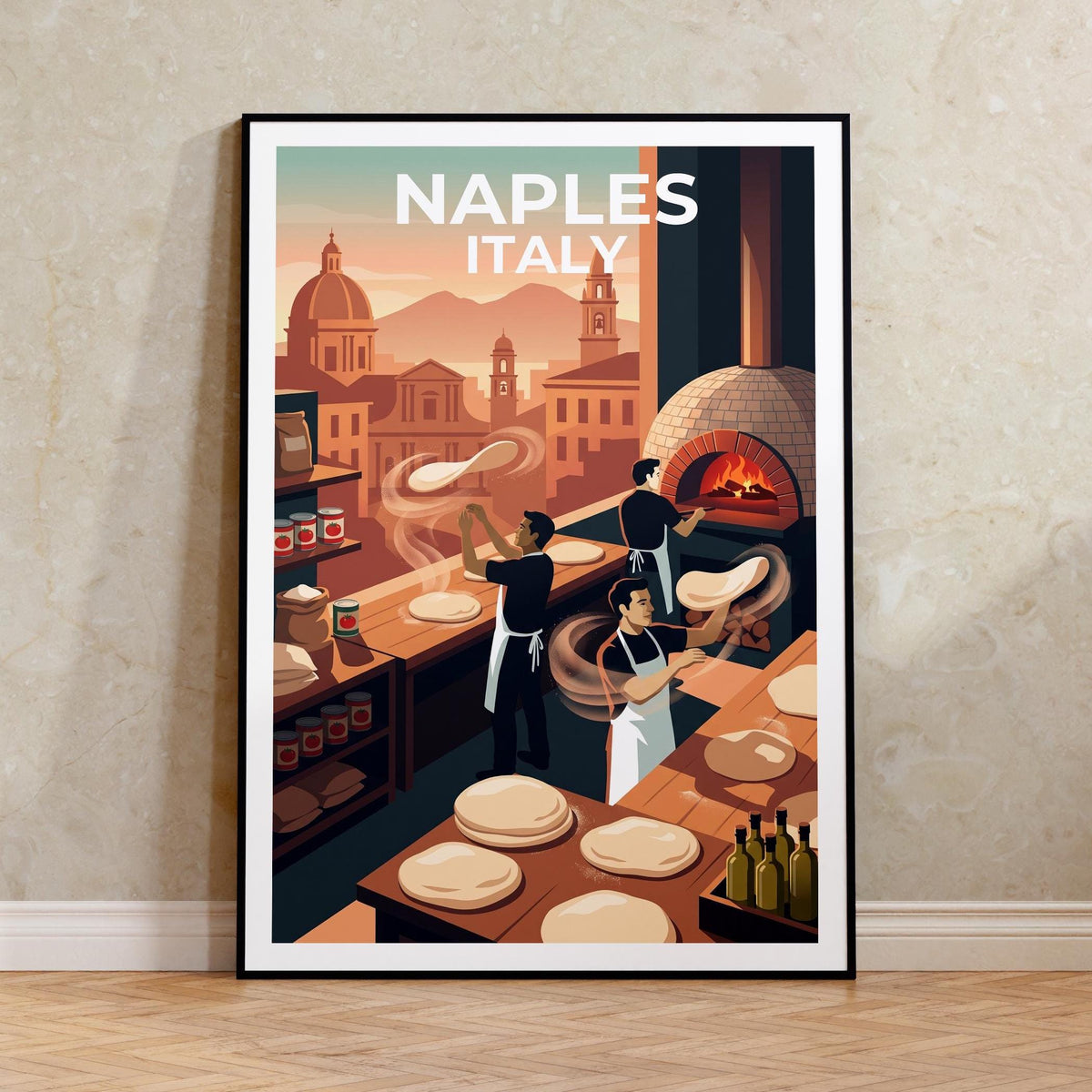 Naples Italy Pizzeria Poster — Pizza Makers & Brick Oven Art