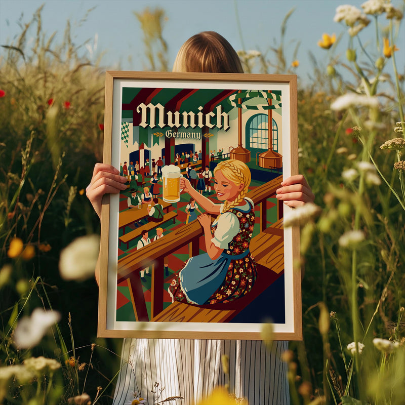 Munich Oktoberfest Poster, Bavarian Beer Hall Celebration Print