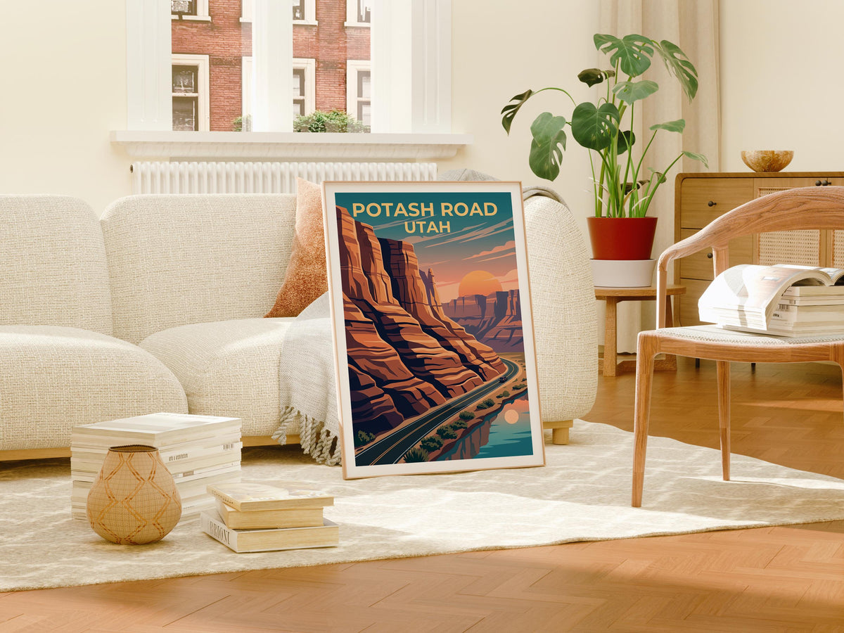 Potash Road Utah Poster – Red Rock Canyon Sunset Drive Print