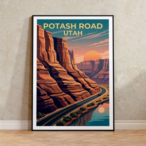 Potash Road Utah Poster – Red Rock Canyon Sunset Drive Print