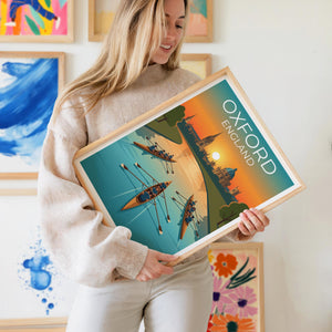 Oxford England Poster – River Rowers at Sunset Print