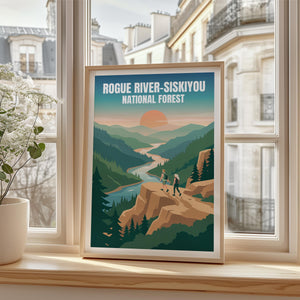Rogue River Siskiyou Poster — Sunset Hike Above the River
