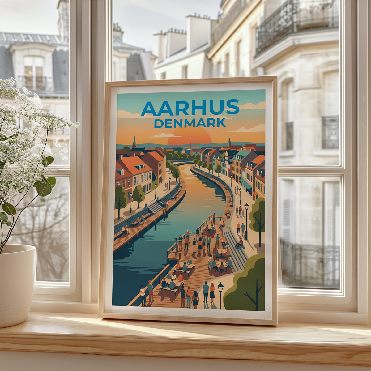 Aarhus Denmark Poster – Åboulevarden River Walk Print