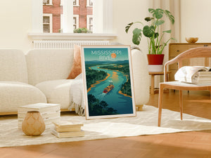 Mississippi River Steamboat Poster – Paddlewheel River Art