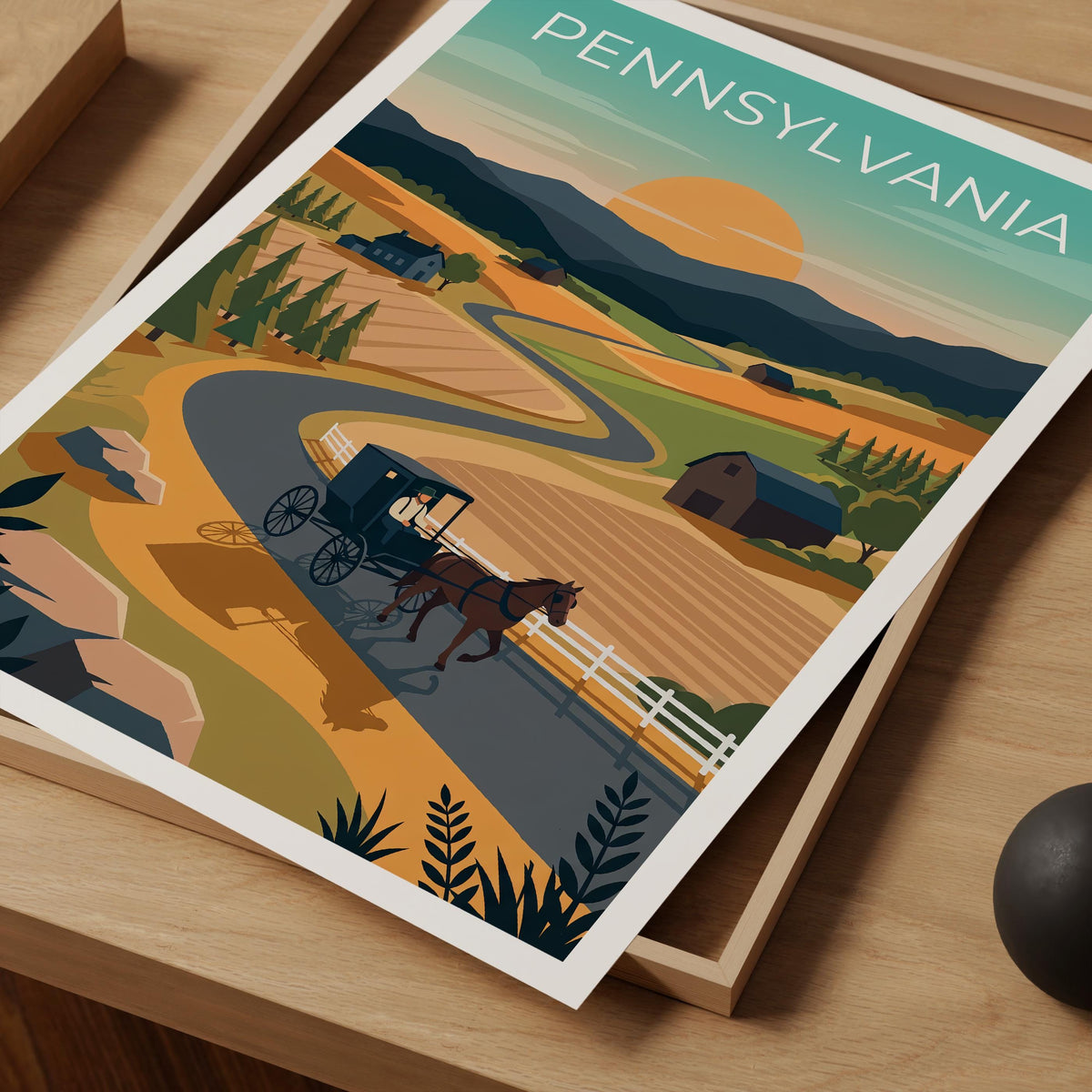 Amish Horse Buggy Pennsylvania Countryside Poster