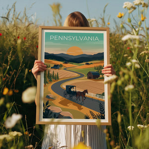 Amish Horse Buggy Pennsylvania Countryside Poster